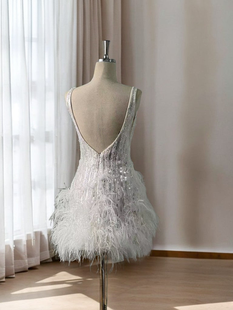 'Sliver Whisper' Evening Dress- Tailormade one month for delivery银羽低语-定制-一个月送货