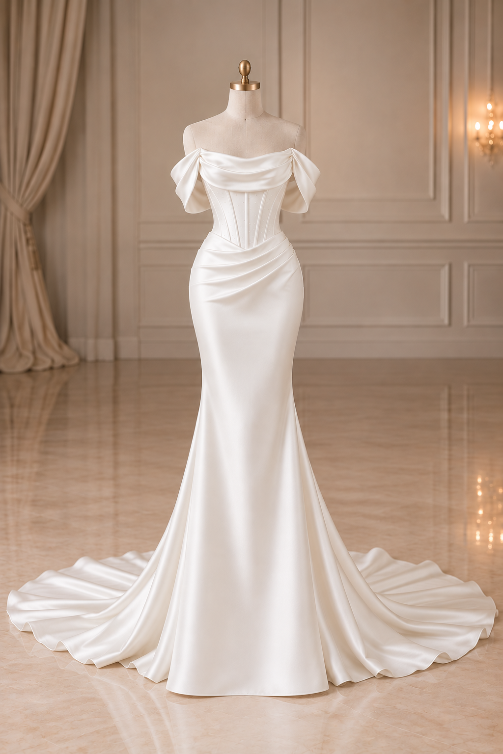 Lace Corset Satin Wedding Gown