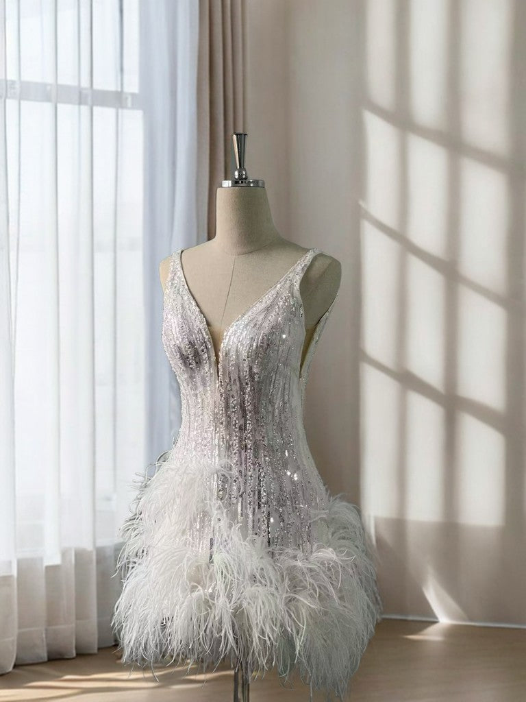'Sliver Whisper' Evening Dress- Tailormade one month for delivery银羽低语-定制-一个月送货