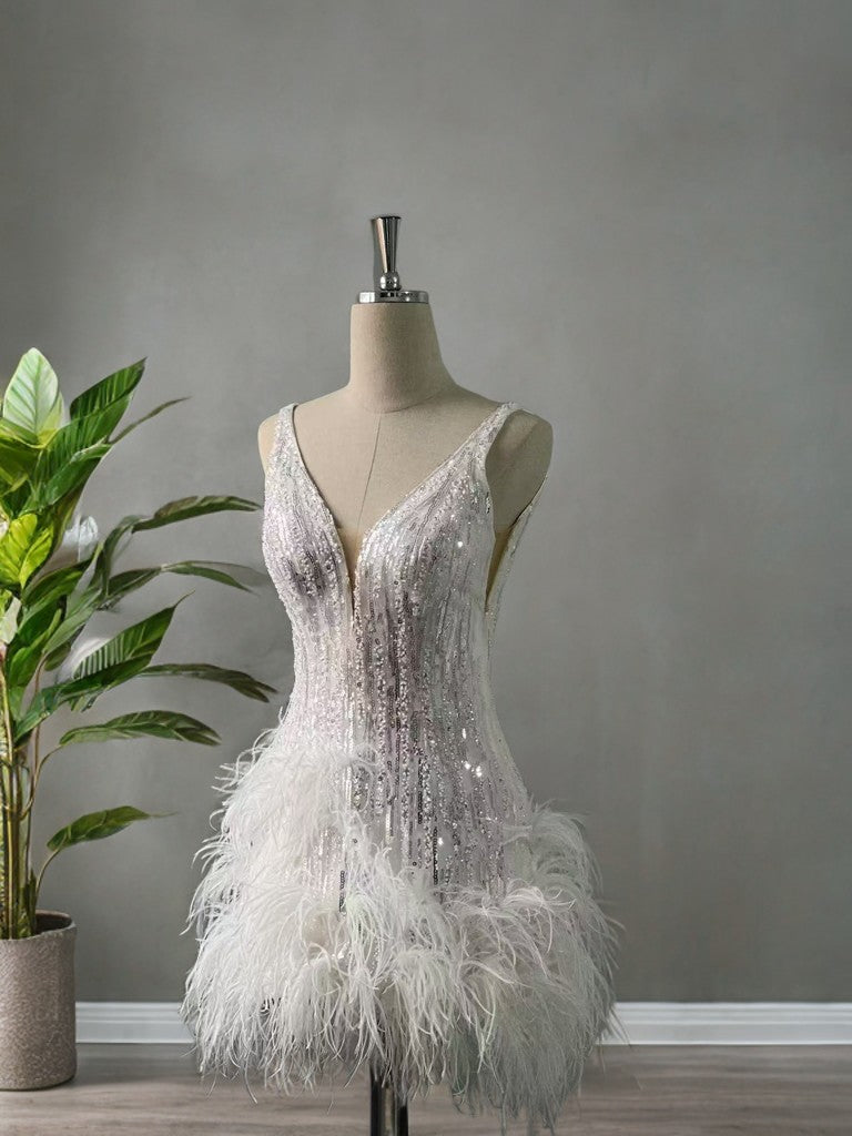 'Sliver Whisper' Evening Dress- Tailormade one month for delivery银羽低语-定制-一个月送货