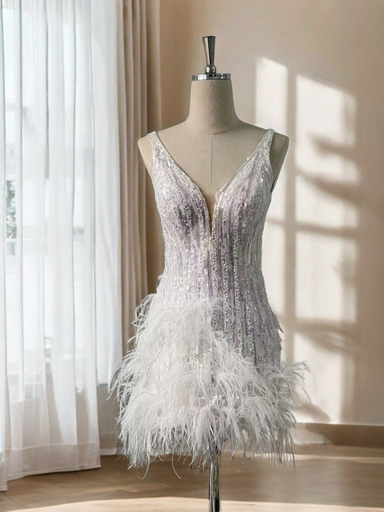 'Sliver Whisper' Evening Dress- Tailormade one month for delivery银羽低语-定制-一个月送货