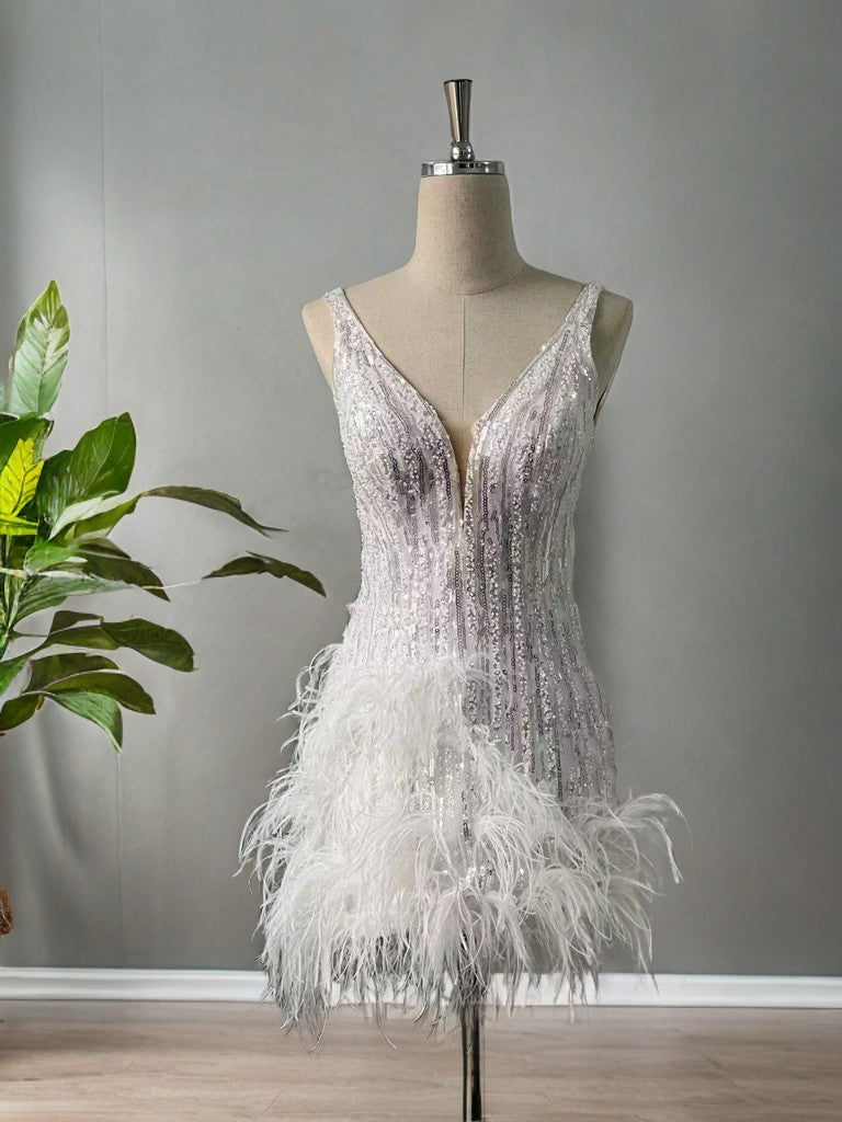 'Sliver Whisper' Evening Dress- Tailormade one month for delivery银羽低语-定制-一个月送货